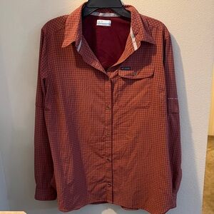 Columbia Men's Burgundy Checkered Shirt Jacket